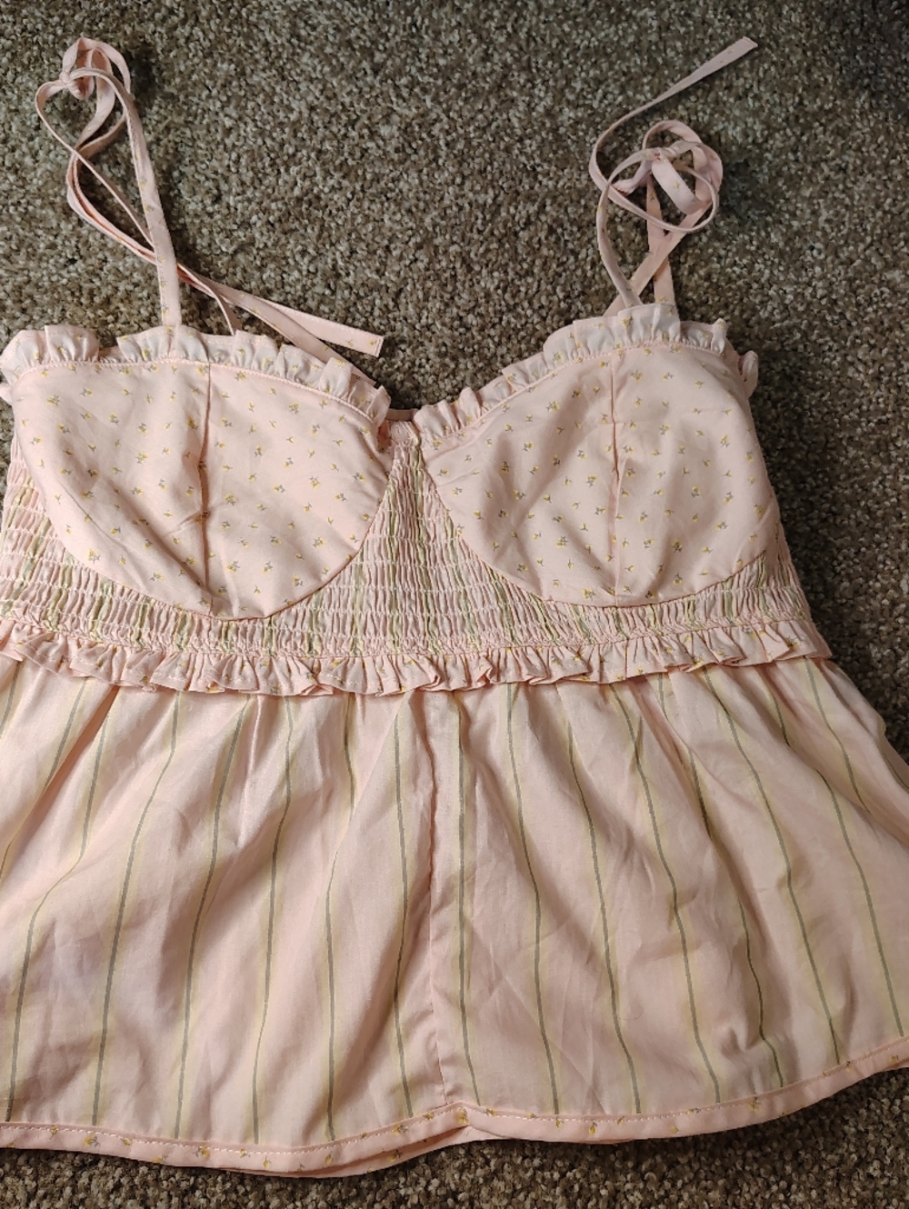 Victoria Secret PINK size Large Babydoll Coquette Top With Floral Print